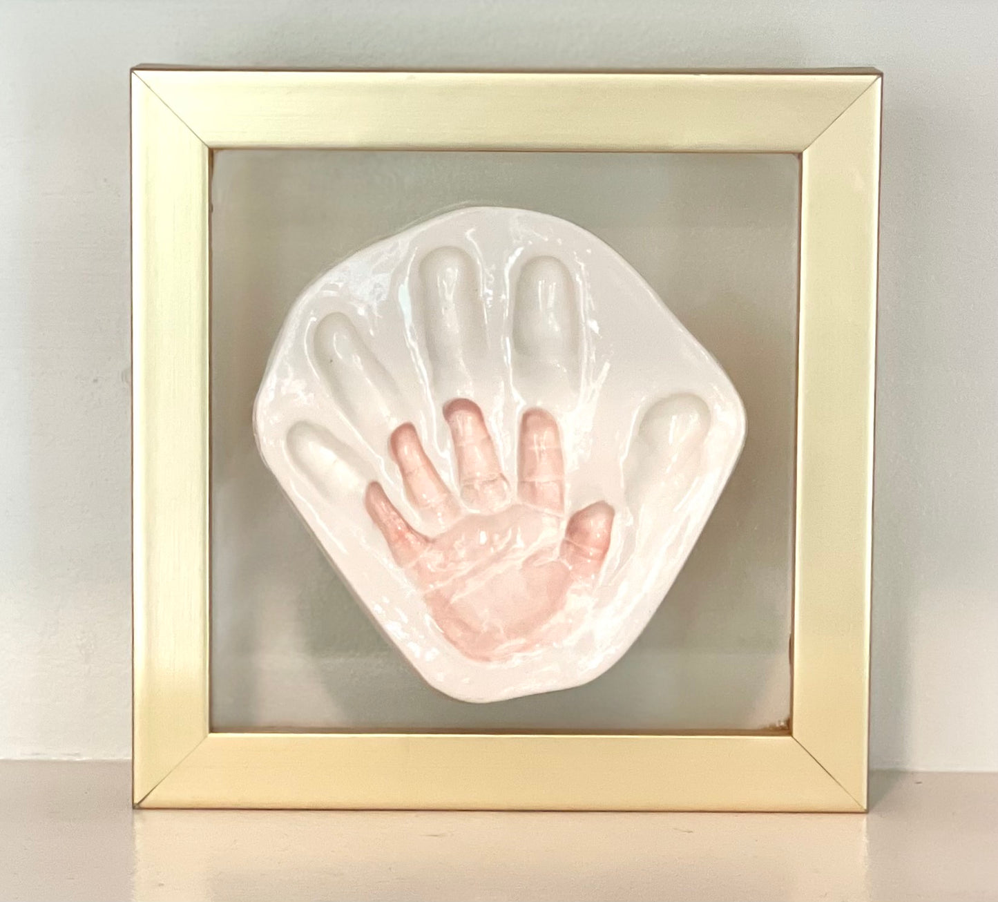 Gold Frame with Newborn Hand and Foot or Toddler Hand